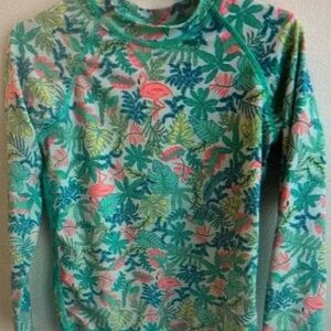 Tropical Print Kids Swim Shirt